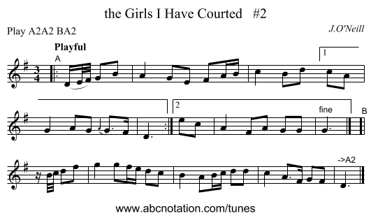 the Girls I Have Courted   #2 - staff notation