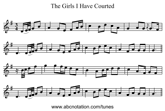 The Girls I Have Courted - staff notation