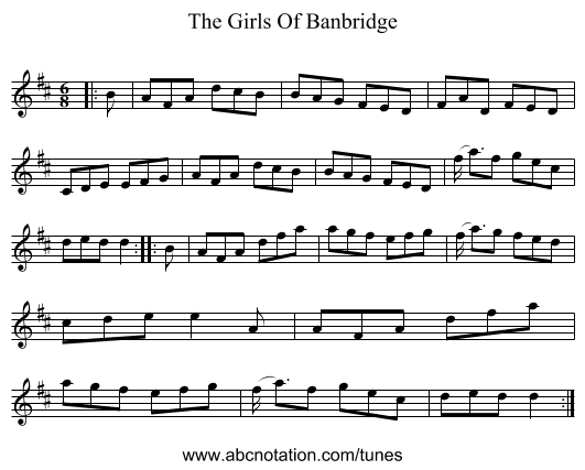 The Girls Of Banbridge - staff notation