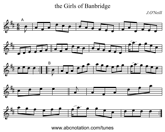 the Girls of Banbridge - staff notation