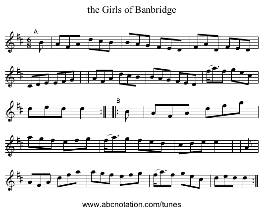 the Girls of Banbridge - staff notation