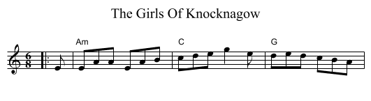 The Girls Of Knocknagow - staff notation