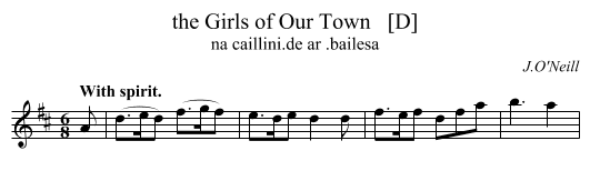 the Girls of Our Town   [D] - staff notation