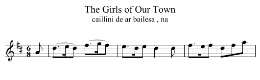 The Girls of Our Town - staff notation