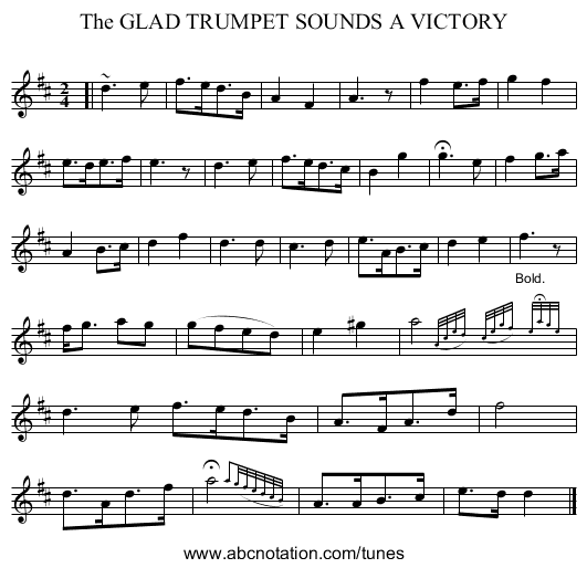 The GLAD TRUMPET SOUNDS A VICTORY - staff notation