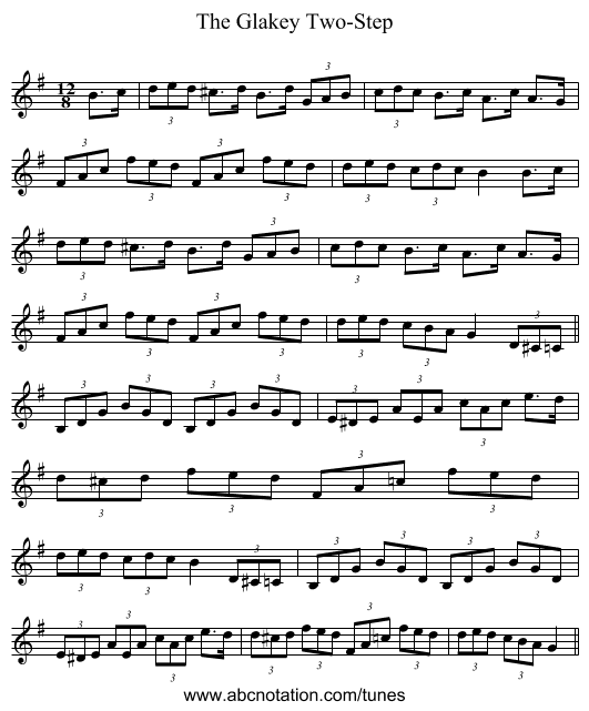 The Glakey Two-Step - staff notation