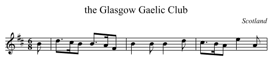 the Glasgow Gaelic Club - staff notation