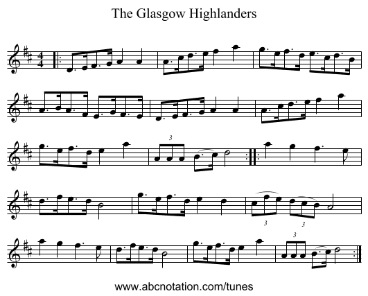 The Glasgow Highlanders - staff notation