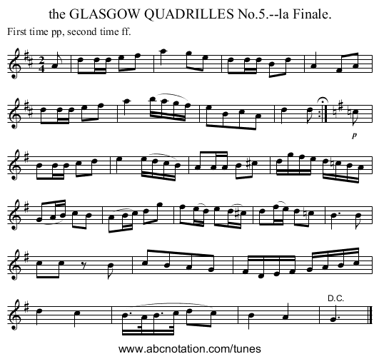 the GLASGOW QUADRILLES No.5.--la Finale. - staff notation