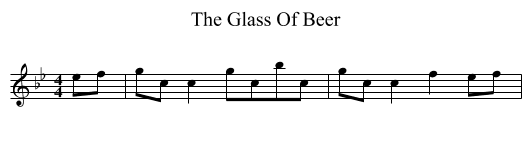 The Glass Of Beer - staff notation