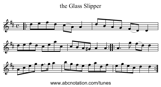 the Glass Slipper - staff notation