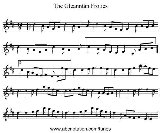 The Gleanntán Frolics - staff notation