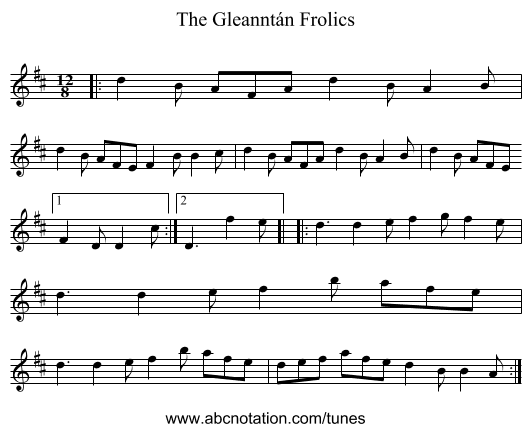 The Gleanntán Frolics - staff notation