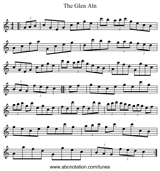 The Glen Aln - staff notation