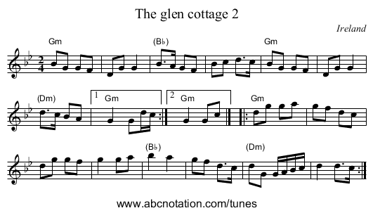 The glen cottage 2 - staff notation