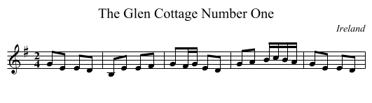 The Glen Cottage Number One - staff notation