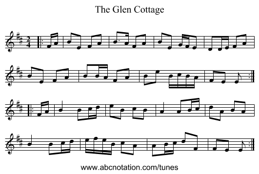 The Glen Cottage - staff notation