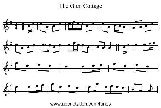 The Glen Cottage - staff notation