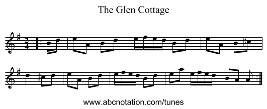 The Glen Cottage - staff notation