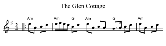 The Glen Cottage - staff notation