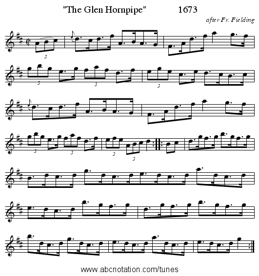 The Glen Hornpipe             1673 - staff notation