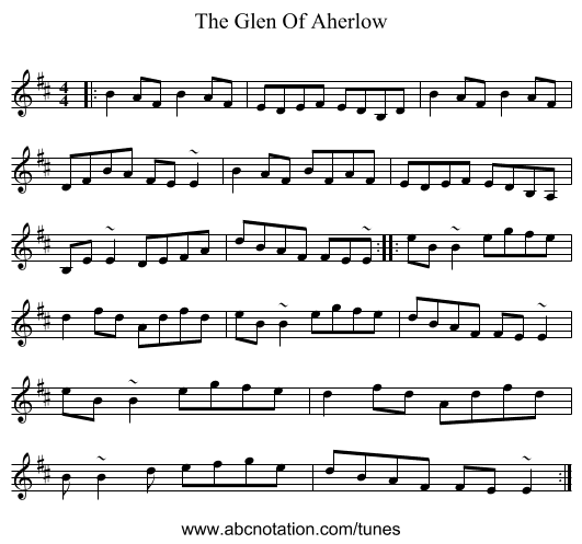 The Glen Of Aherlow - staff notation