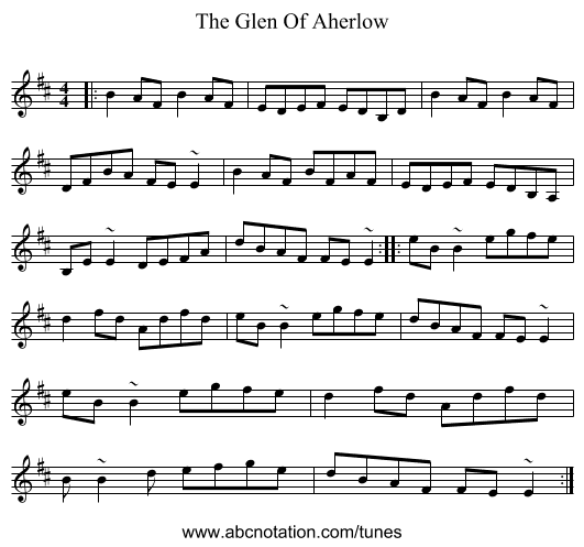 The Glen Of Aherlow - staff notation
