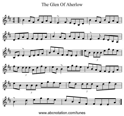 The Glen Of Aherlow - staff notation