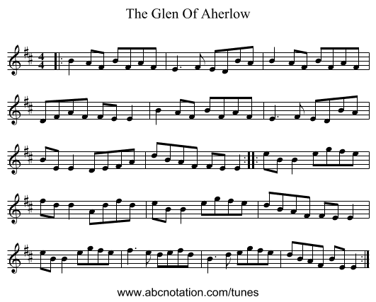 The Glen Of Aherlow - staff notation