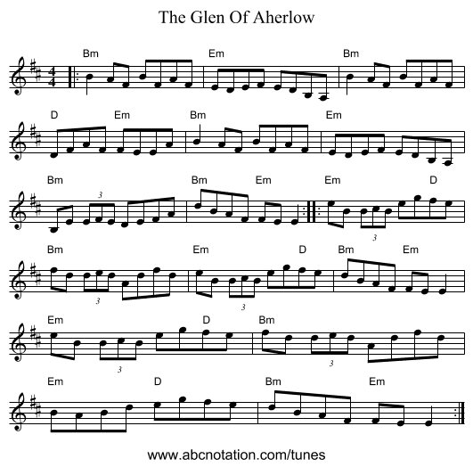 The Glen Of Aherlow - staff notation