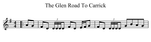 The Glen Road To Carrick - staff notation