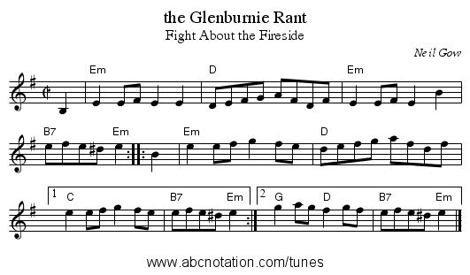 the Glenburnie Rant - staff notation