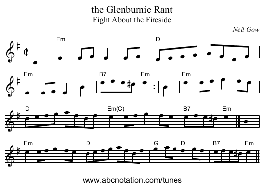 the Glenburnie Rant - staff notation