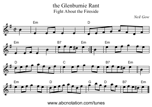 the Glenburnie Rant - staff notation