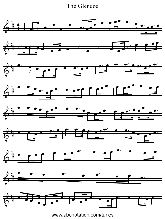 The Glencoe - staff notation