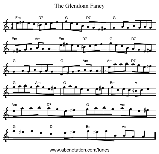 The Glendoan Fancy - staff notation