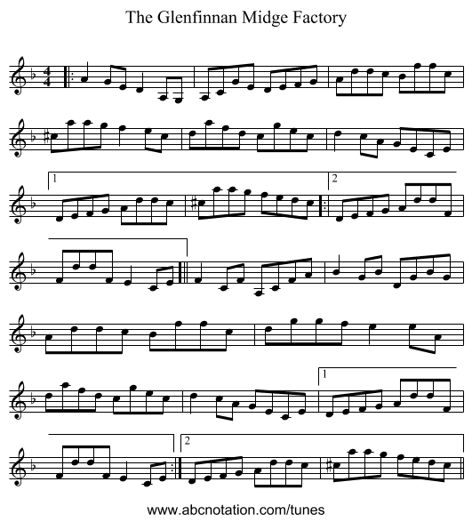 The Glenfinnan Midge Factory - staff notation