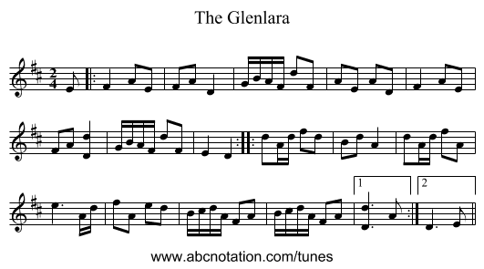 The Glenlara - staff notation