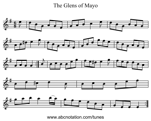 The Glens of Mayo - staff notation