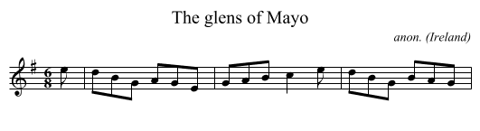 The glens of Mayo - staff notation