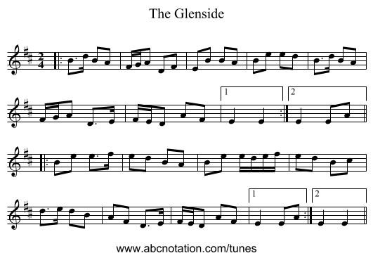 The Glenside - staff notation