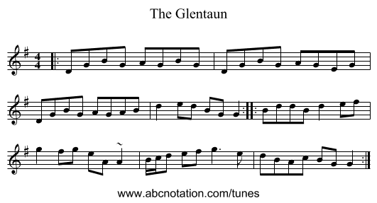 The Glentaun - staff notation