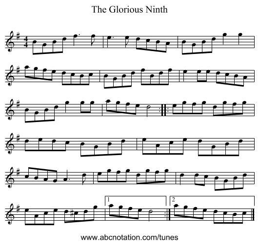 The Glorious Ninth - staff notation