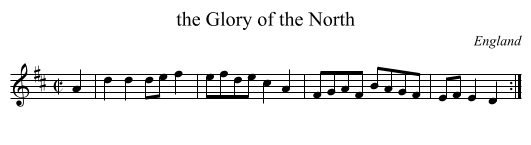 the Glory of the North - staff notation
