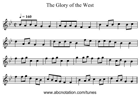 The Glory of the West - staff notation