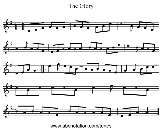 The Glory - staff notation