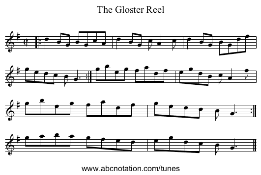 The Gloster Reel - staff notation