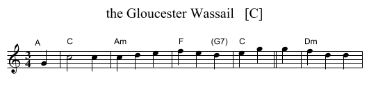 the Gloucester Wassail   [C] - staff notation