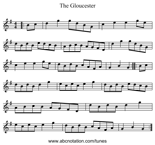 The Gloucester - staff notation