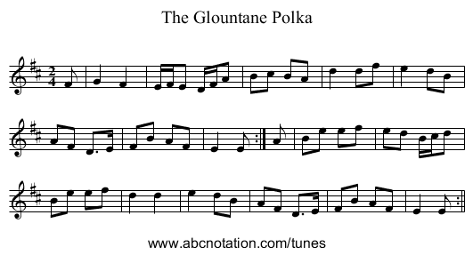 The Glountane Polka - staff notation